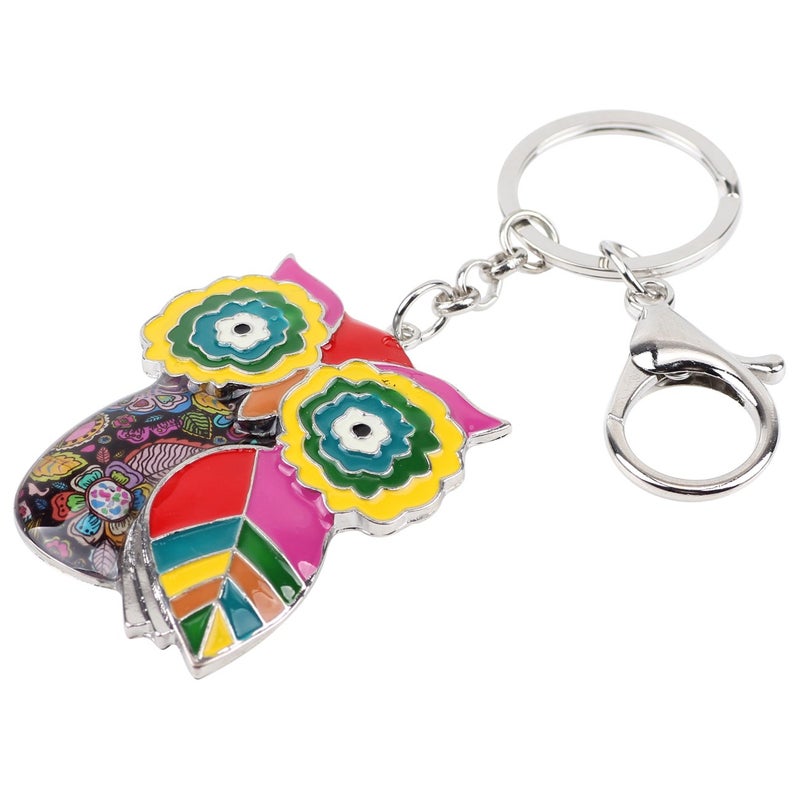 BONSNY Enamel Metal Chain Funny Owl Keychains For Women Car Keys Handbags Charms Accessories Gifts (multicolored) - Image 2